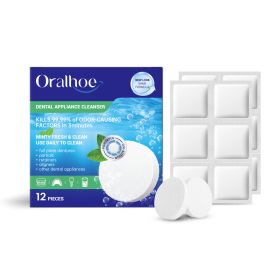 Oralhoe Denture Cleaning 12-Piece Stain Removal Fresh Breath Refreshing Cleaning for Daily Oral Care (Option: Default)